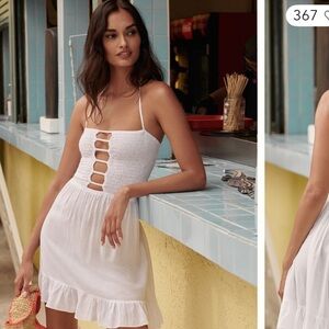 Anthropologie Tiare Hawaii Alexis Backless White Mini Dress Size Medium